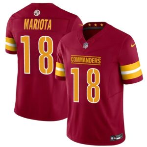 Men's Washington Commanders #18 Marcus Mariota Burgundy 2024 F.U.S.E Vapor Limited Stitched Football Jersey - Custom Name