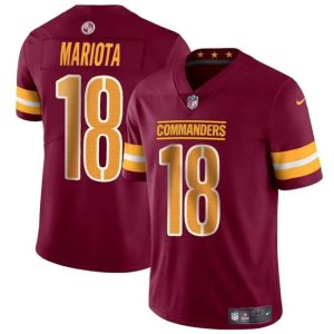Men's Washington Commanders #18 Marcus Mariota Burgundy 2024 Vapor Limited Stitched Football Jersey - Custom Name
