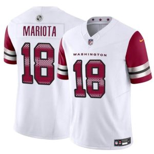 Men's Washington Commanders #18 Marcus Mariota White 2024 F.U.S.E Vapor Limited Stitched Football Jersey - Custom Name