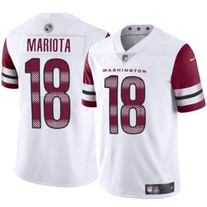 Men's Washington Commanders #18 Marcus Mariota White 2024 Vapor Limited Stitched Football Jersey - Custom Name