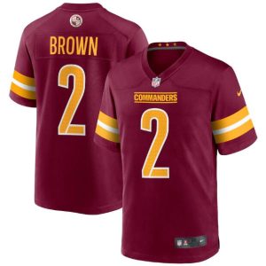 Men's Washington Commanders #2 Dyami Brown 2022 Burgundy Game Stitched Jersey - Custom Name