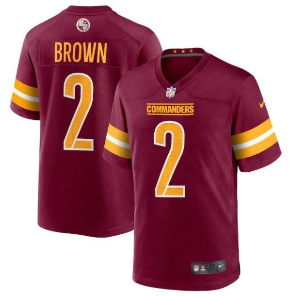 Men's Washington Commanders #2 Dyami Brown 2022 Burgundy Game Stitched Jersey - Custom Name