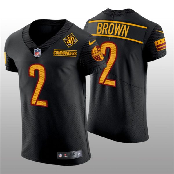 Men's Washington Commanders #2 Dyami Brown 90th Anniversary Black Elite Stitched Jersey - Custom Name