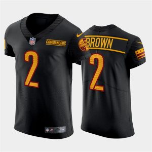 Men's Washington Commanders #2 Dyami Brown Black Elite Stitched Jersey - Custom Name