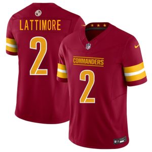 Men's Washington Commanders #2 Marshon Lattimore Burgundy 2025 F.U.S.E. Vapor Limited Stitched Football Jersey - Custom Name