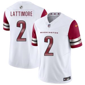 Men's Washington Commanders #2 Marshon Lattimore White 2025 F.U.S.E. Vapor Limited Stitched Football Jersey - Custom Name