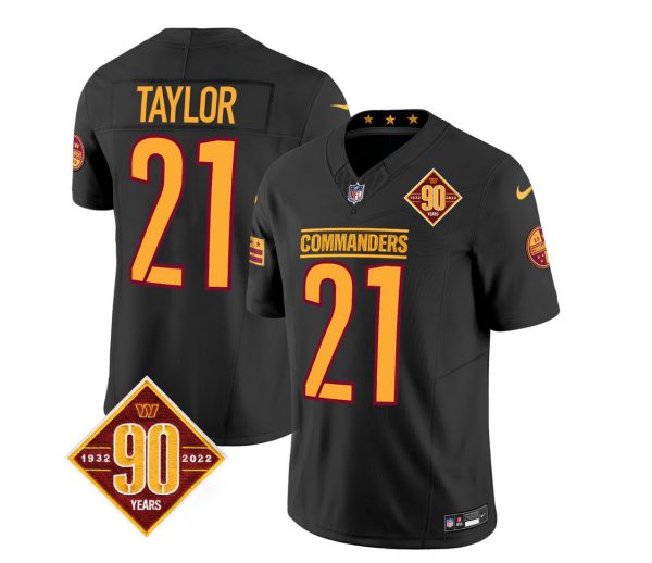 Men's Washington Commanders #21 Sean Taylor Black 2023 F.U.S.E. 90th Anniversary Vapor Limited Stitched Football Jersey - Custom Name