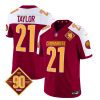Men's Washington Commanders #21 Sean Taylor Burgundy White 2023 F.U.S.E. 90th Anniversary Vapor Limited Stitched Football Jersey - Custom Name