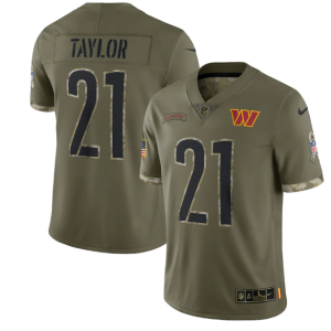 Men's Washington Commanders #21 Sean Taylor Olive 2022 Salute To Service Limited Stitched Jersey - Custom Name