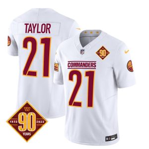 Men's Washington Commanders #21 Sean Taylor White 2023 F.U.S.E. 90th Anniversary Vapor Limited Stitched Football Jersey - Custom Name