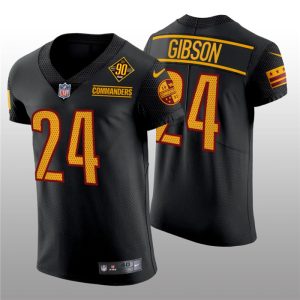 Men's Washington Commanders #24 Antonio Gibson 90th Anniversary Black Elite Stitched Jersey - Custom Name