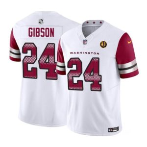 Men's Washington Commanders #24 Antonio Gibson White 2023 F.U.S.E. With John Madden Patch Vapor Limited Stitched Football Jersey - Custom Name