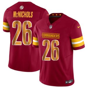Men's Washington Commanders #26 Jeremy McNichols Burgundy 2024 F.U.S.E Vapor Limited Stitched Football Jersey - Custom Name