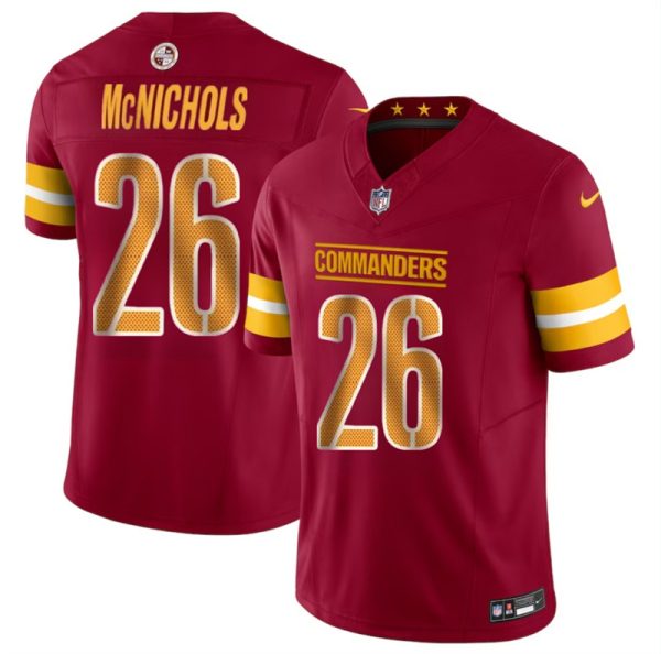 Men's Washington Commanders #26 Jeremy McNichols Burgundy 2024 F.U.S.E Vapor Limited Stitched Football Jersey - Custom Name