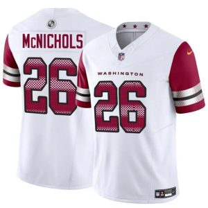 Men's Washington Commanders #26 Jeremy McNichols White 2024 F.U.S.E Vapor Limited Stitched Football Jersey - Custom Name