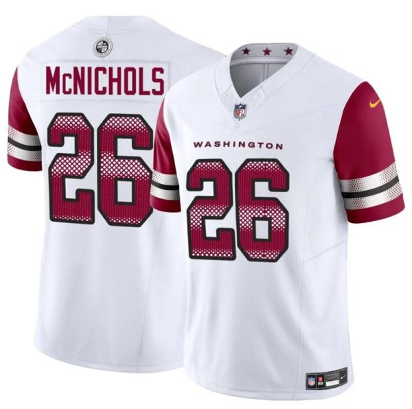 Men's Washington Commanders #26 Jeremy McNichols White 2024 F.U.S.E Vapor Limited Stitched Football Jersey - Custom Name
