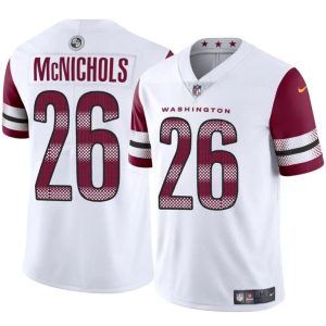 Men's Washington Commanders #26 Jeremy McNichols White 2024 Vapor Limited Stitched Football Jersey - Custom Name