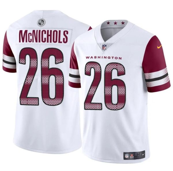 Men's Washington Commanders #26 Jeremy McNichols White 2024 Vapor Limited Stitched Football Jersey - Custom Name