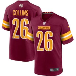 Men's Washington Commanders #26 Landon Collins 2022 Burgundy Game Stitched Jersey - Custom Name