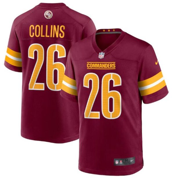 Men's Washington Commanders #26 Landon Collins 2022 Burgundy Game Stitched Jersey - Custom Name