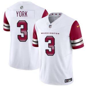 Men's Washington Commanders #3 Cade York White 2024 F.U.S.E Vapor Limited Stitched Football Jersey - Custom Name