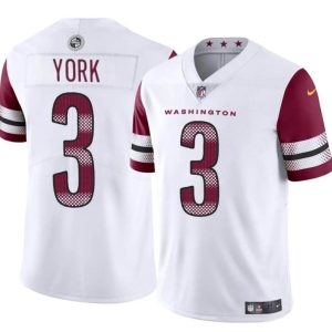 Men's Washington Commanders #3 Cade York White 2024 Vapor Limited Stitched Football Jersey - Custom Name