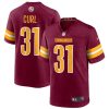 Men's Washington Commanders #31 Kamren Curl 2022 Burgundy Game Stitched Jersey - Custom Name