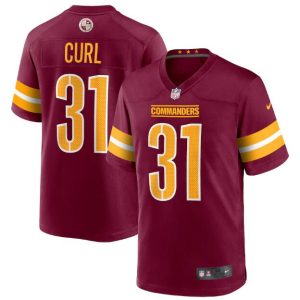 Men's Washington Commanders #31 Kamren Curl 2022 Burgundy Game Stitched Jersey - Custom Name