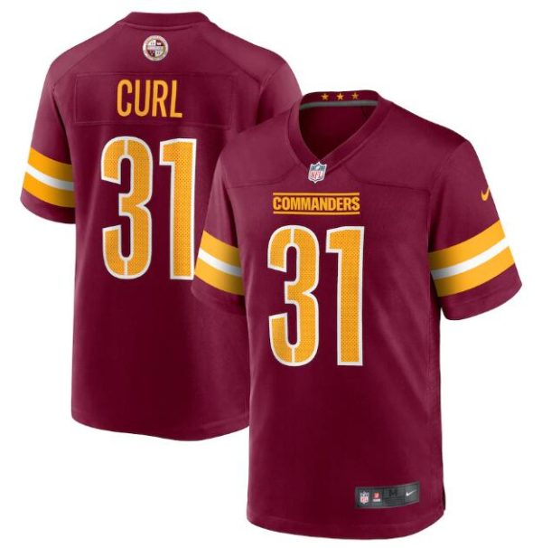 Men's Washington Commanders #31 Kamren Curl 2022 Burgundy Game Stitched Jersey - Custom Name