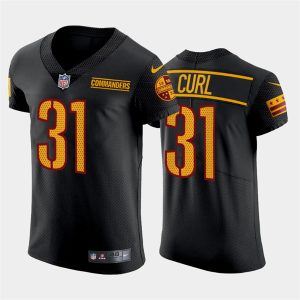 Men's Washington Commanders #31 Kamren Curl Black Elite Stitched Jersey - Custom Name