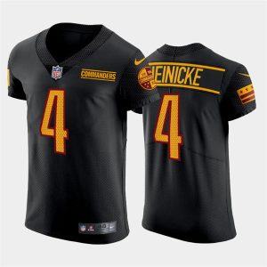 Men's Washington Commanders #4 Taylor Heinicke Black Elite Stitched Jersey - Custom Name