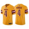 Men's Washington Commanders #4 Taylor Heinicke Gold Vapor Untouchable Stitched Football Jersey - Custom Name