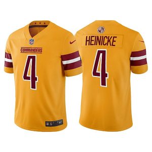 Men's Washington Commanders #4 Taylor Heinicke Gold Vapor Untouchable Stitched Football Jersey - Custom Name