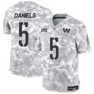 Men's Washington Commanders #5 Jayden Daniels 2024 F.U.S.E Arctic Camo Salute to Service Limited Stitched Football Jersey - Custom Name