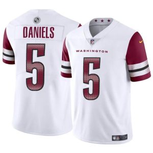Men's Washington Commanders #5 Jayden Daniels White 2024 Draft Vapor Limited Stitched Football Jersey - Custom Name