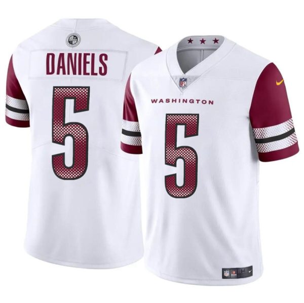 Men's Washington Commanders #5 Jayden Daniels White 2024 Draft Vapor Limited Stitched Football Jersey - Custom Name