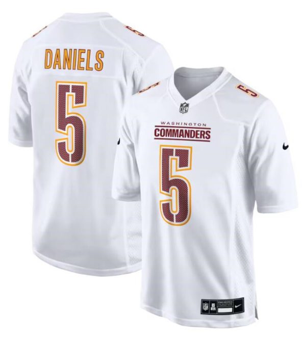 Men's Washington Commanders #5 Jayden Daniels White Fashion Football Stitched Game Jersey - Custom Name