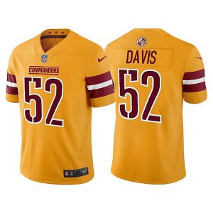 Men's Washington Commanders #52 Jamin Davis Gold Vapor Untouchable Stitched Football Jerseys - Custom Name