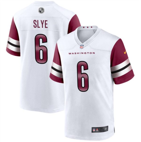 Men's Washington Commanders #6 Joey Slye White Stitched Game Jersey - Custom Name