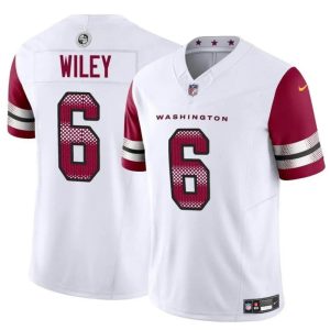 Men's Washington Commanders #6 Michael Wiley White 2024 F.U.S.E Vapor Limited Stitched Football Jersey - Custom Name