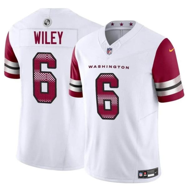 Men's Washington Commanders #6 Michael Wiley White 2024 F.U.S.E Vapor Limited Stitched Football Jersey - Custom Name