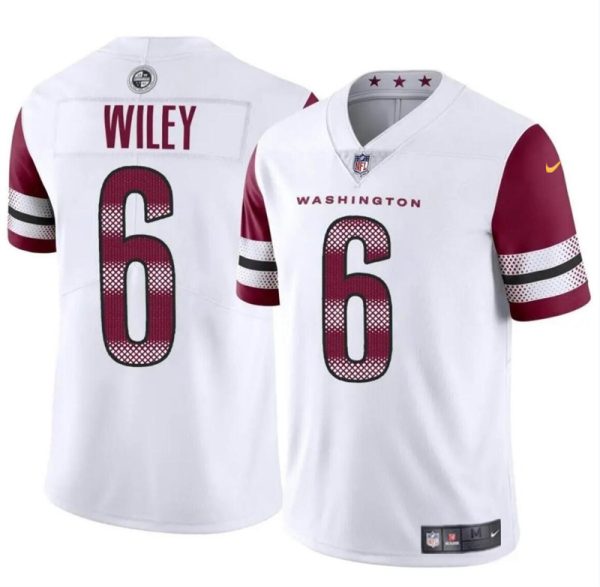 Men's Washington Commanders #6 Michael Wiley White 2024 Vapor Limited Stitched Football Jersey - Custom Name