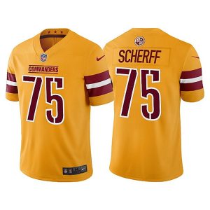 Men's Washington Commanders #75 Brandon Scherff Gold Vapor Untouchable Stitched Football Jersey - Custom Name