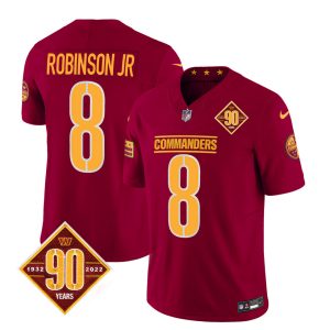 Men's Washington Commanders #8 Brian Robinson Burgundy 2023 F.U.S.E. 90th Anniversary Vapor Limited Stitched Football Jersey - Custom Name