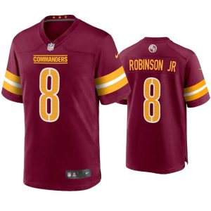 Men's Washington Commanders #8 Brian Robinson Jr. 2022 Burgundy Game Stitched Jersey - Custom Name