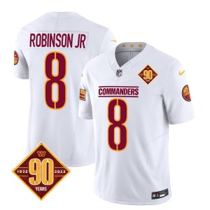 Men's Washington Commanders #8 Brian Robinson White 2023 F.U.S.E. 90th Anniversary Vapor Limited Stitched Football Jersey - Custom Name