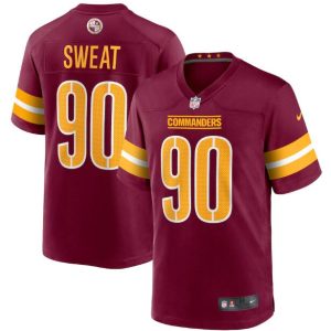 Men's Washington Commanders #90 Montez Sweat 2022 Burgundy Game Stitched Jersey - Custom Name