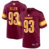 Men's Washington Commanders #93 Jonathan Allen 2022 Burgundy Game Stitched Jersey - Custom Name
