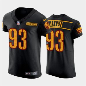 Men's Washington Commanders #93 Jonathan Allen Black Elite Stitched Jersey - Custom Name