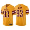 Men's Washington Commanders #93 Jonathan Allen Gold Vapor Untouchable Stitched Football Jersey - Custom Name